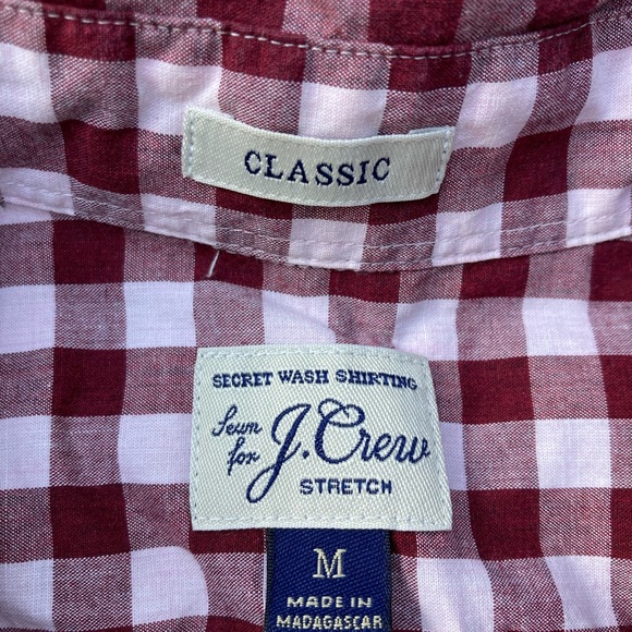 J.CREW Gingham Stretch Secret Wash Shirt - Merlot - Medium - Picture 3 of 4